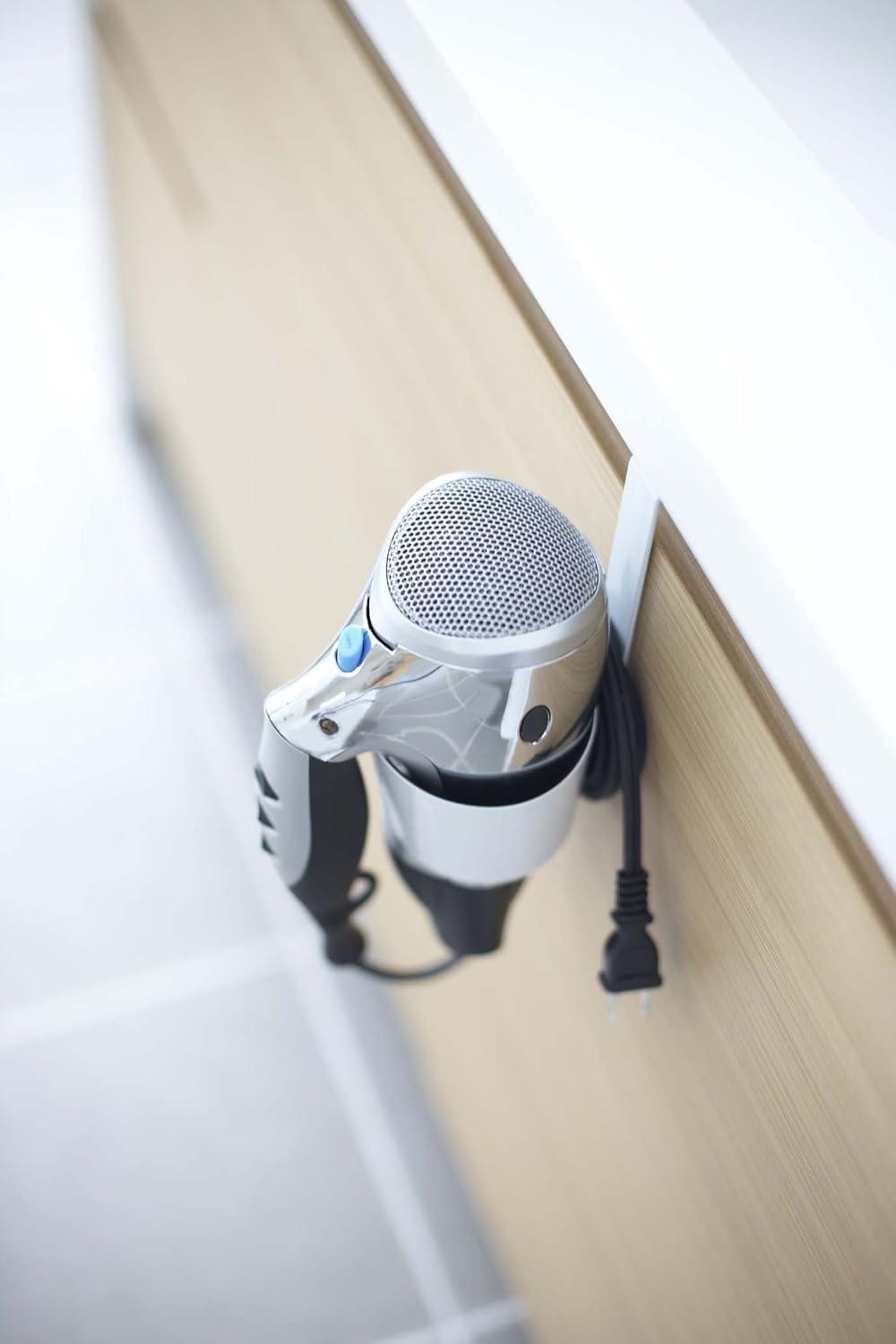 White Steel Over-the-Door Hair Dryer Holder