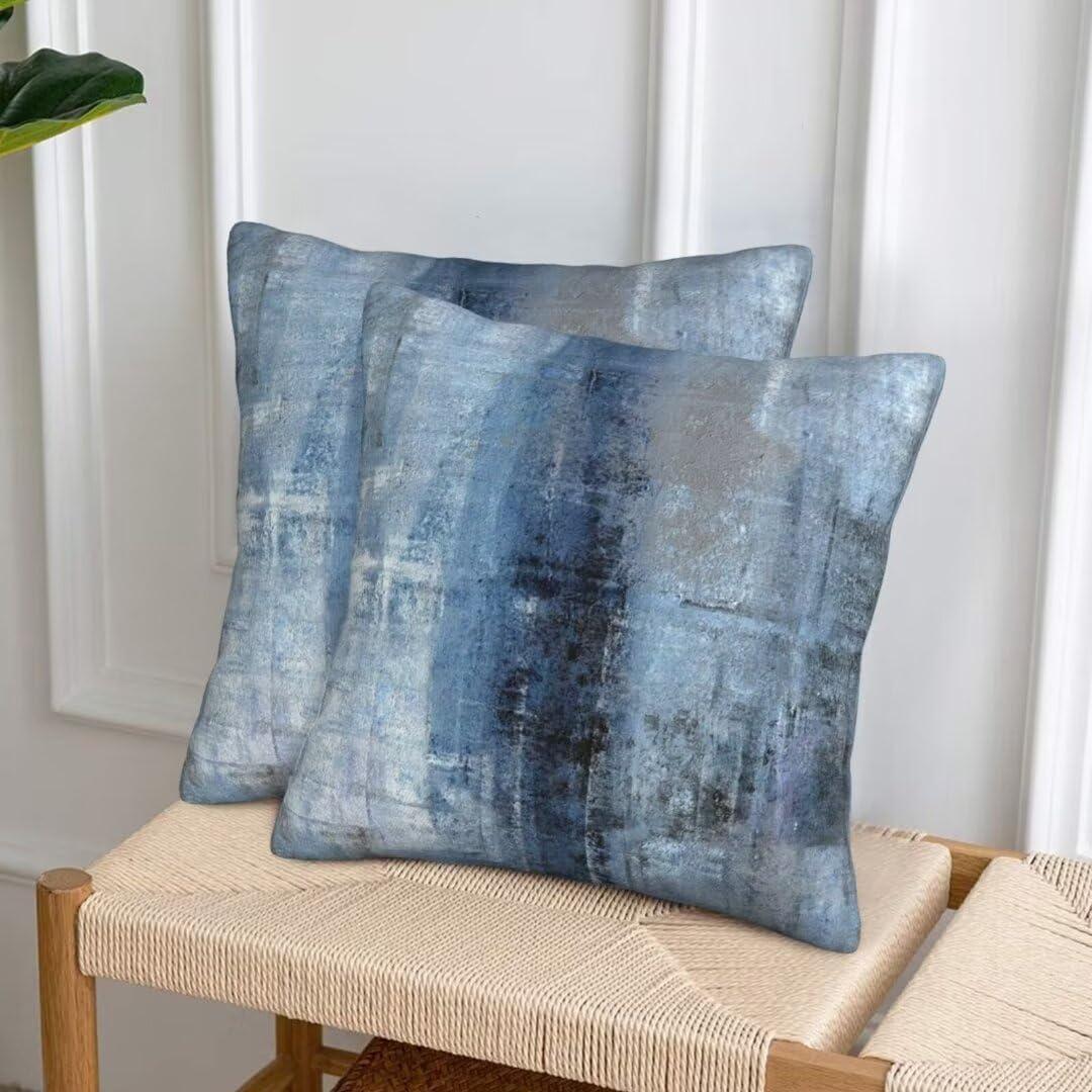 Blue and Gray Abstract Art Polyester Euro Pillowcase Set