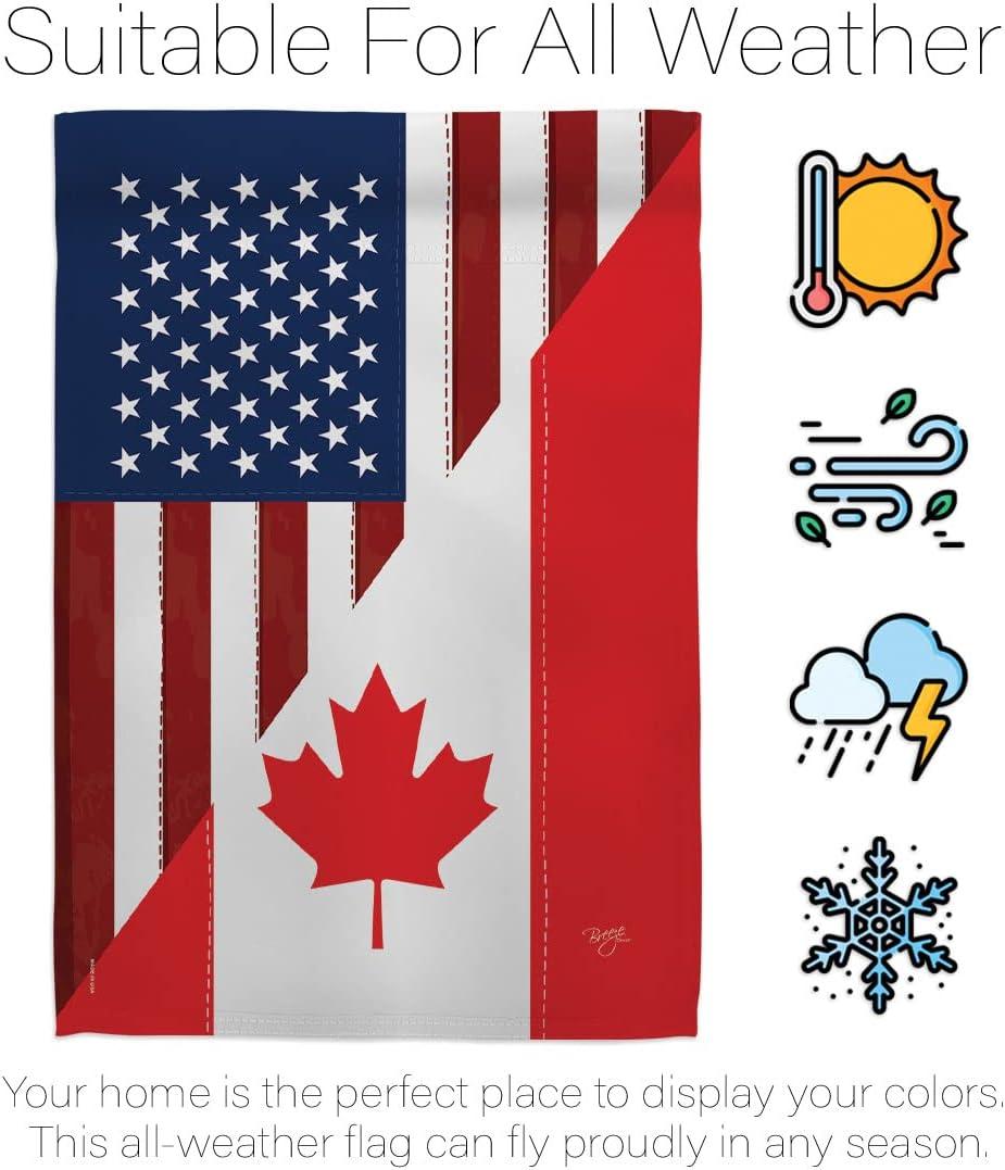 Patriotic US-Canada Friendship Rectangular Outdoor Flag