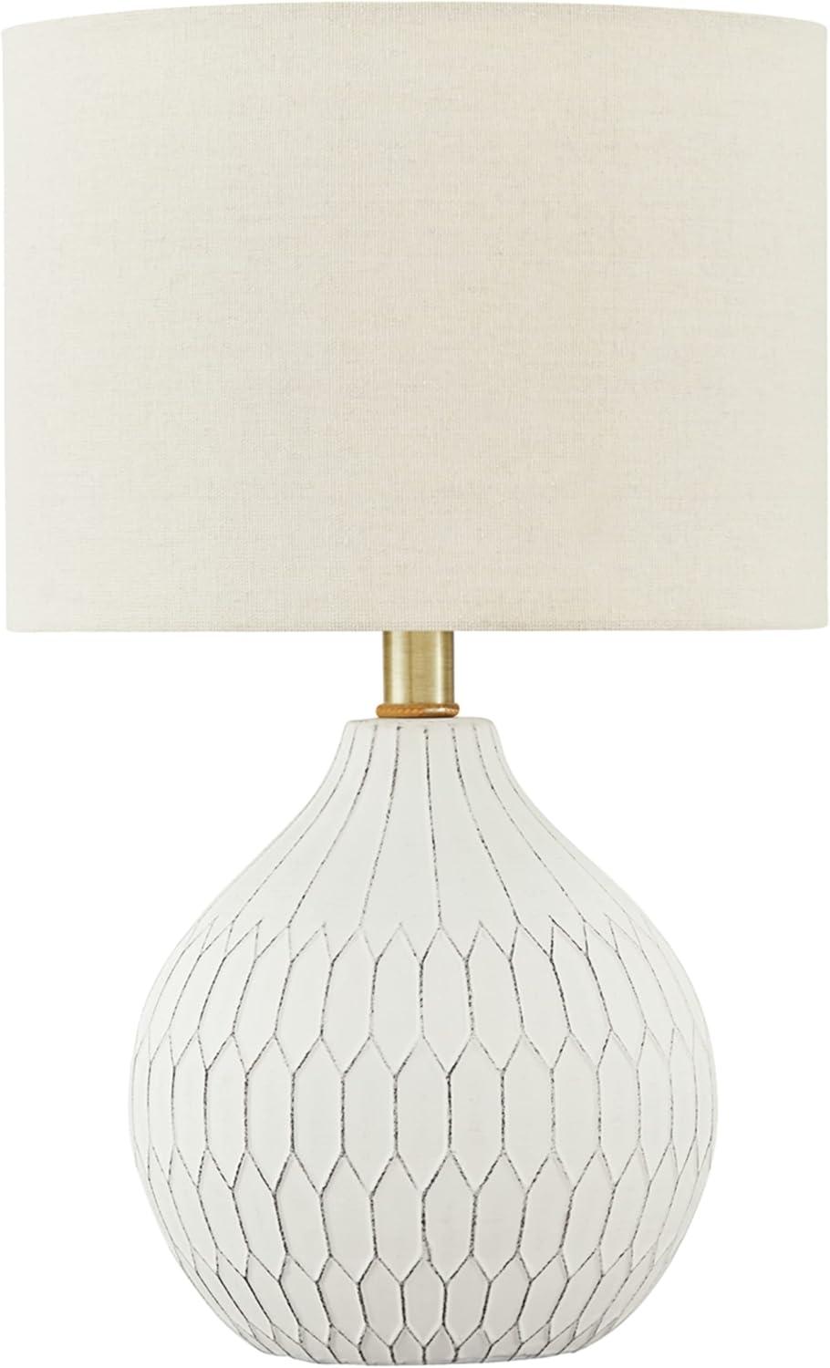 Wardmont Ceramic Table Lamp White - Signature Design by Ashley: Antique Finish, Drum Shade, UL Listed