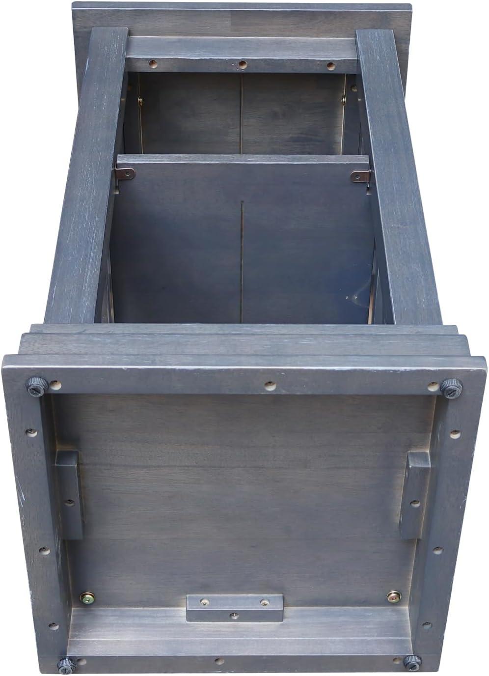 Hampton Accent Table with Shelves Heather Gray/Antique Washed - International Concepts: Solid Wood, Fixed Shelf Storage