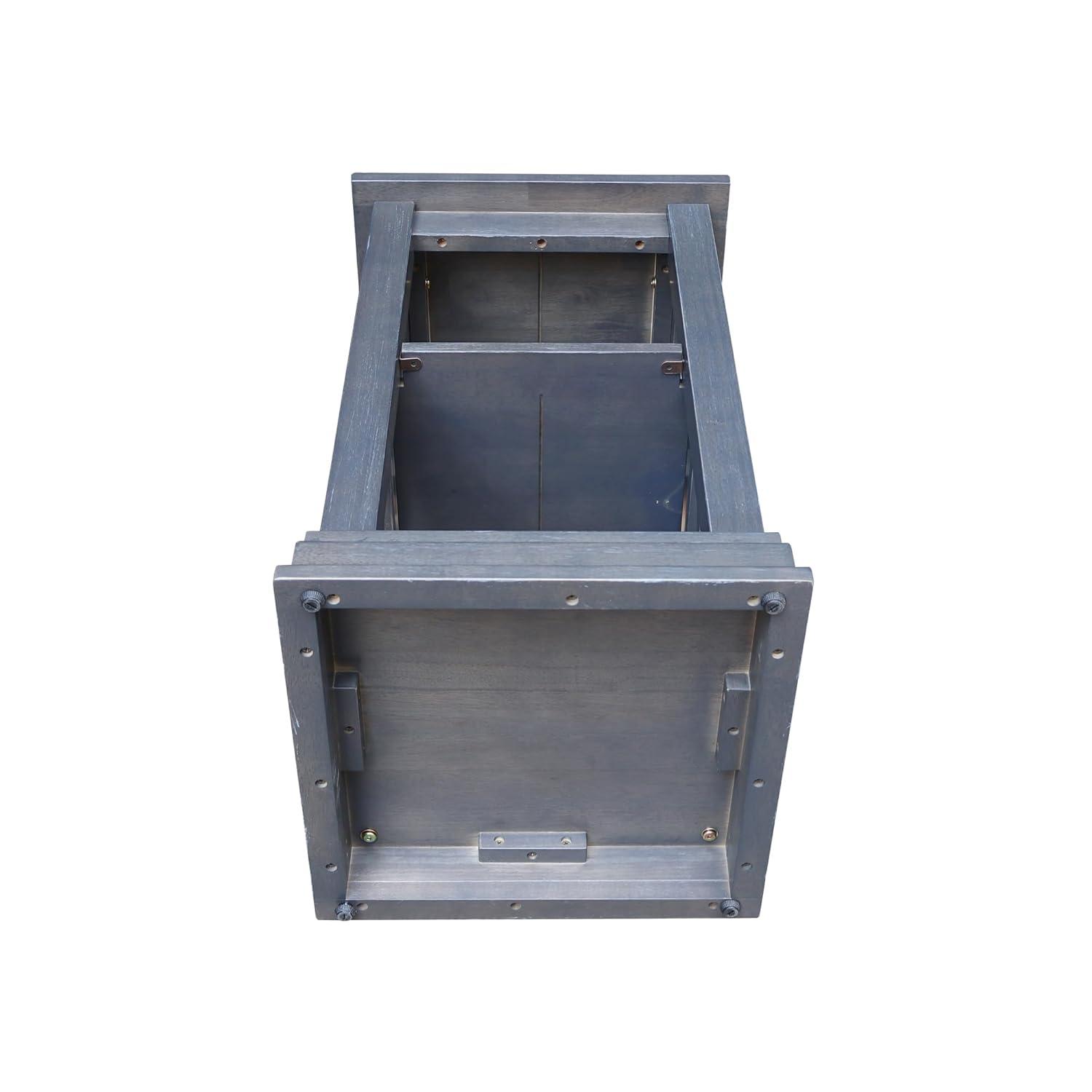 Hampton Accent Table with Shelves Heather Gray/Antique Washed - International Concepts: Solid Wood, Fixed Shelf Storage