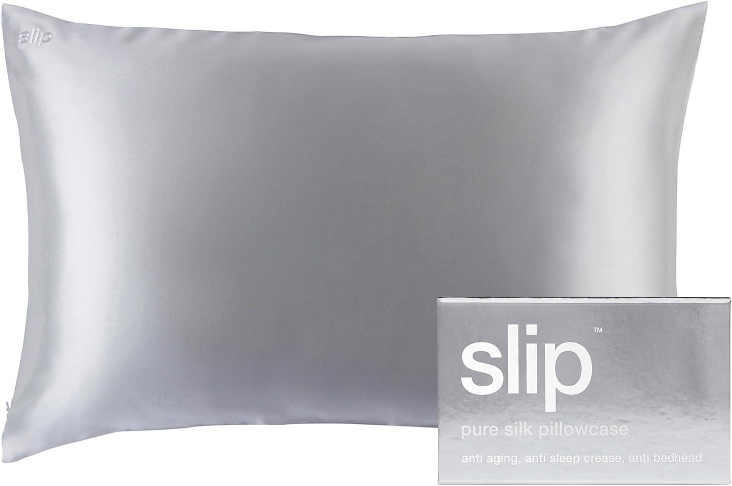 Silver Silk and Cotton Hypoallergenic Standard Pillowcase