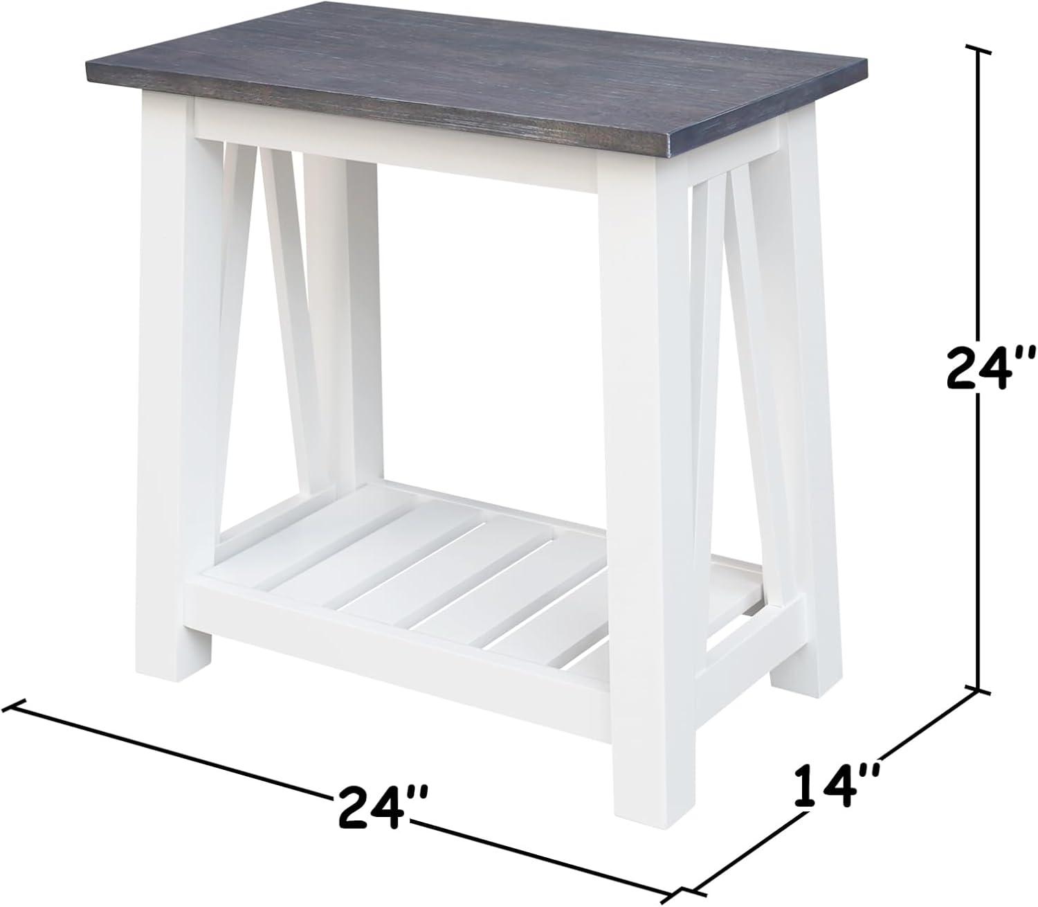 Eco-Friendly Parawood Surrey Rectangular Side Table in White & Heather Gray