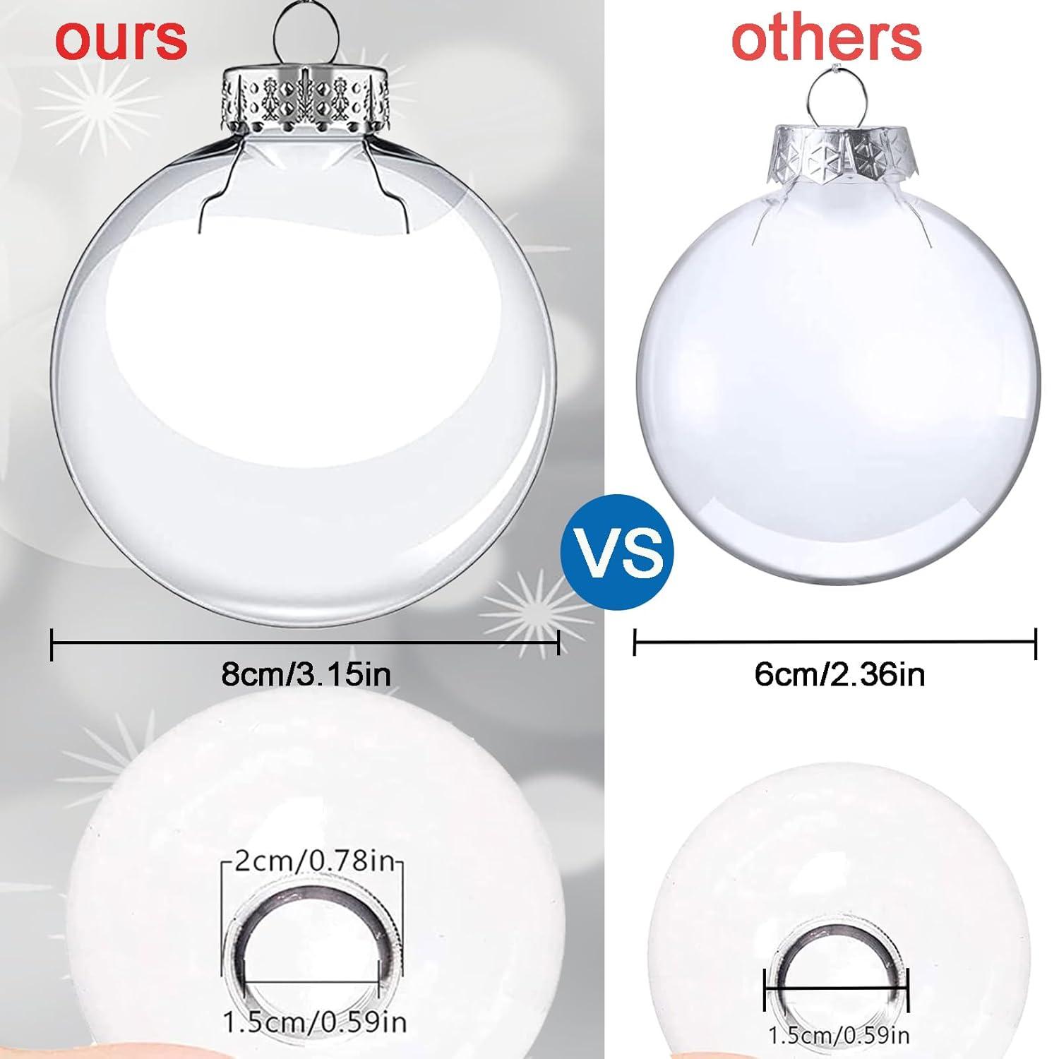 NOGIS 12 PCS 3.15 Inch Clear Ornaments Balls, Christmas DIY Fillable Ball Transparent Ball Baubles Crafts for Party Favor Wedding Christmas Birthday Home Decor