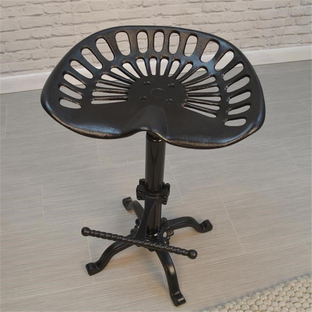 Carolina Living Adjustable Tractor Seat Counter Height Barstool Black: Vintage Style, Iron Base, 22-33" Height