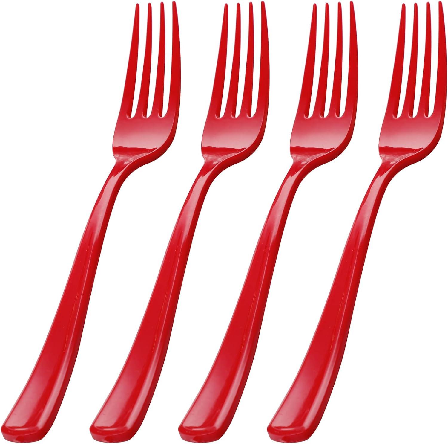 Exquisite Heavy Duty Disposable Solid Color Plastic Forks - 100 Count