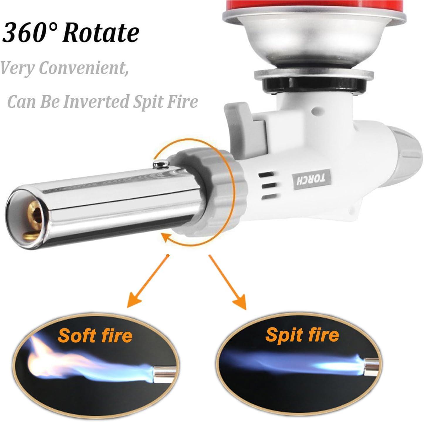 Butane Torch Kitchen Blow Lighter - Culinary Torches Chef Cooking Professional Adjustable Flame with Reverse Use for Creme, Brulee, BBQ, Baking, Jewelry by FunOwlet (Butane Fuel Not Included)