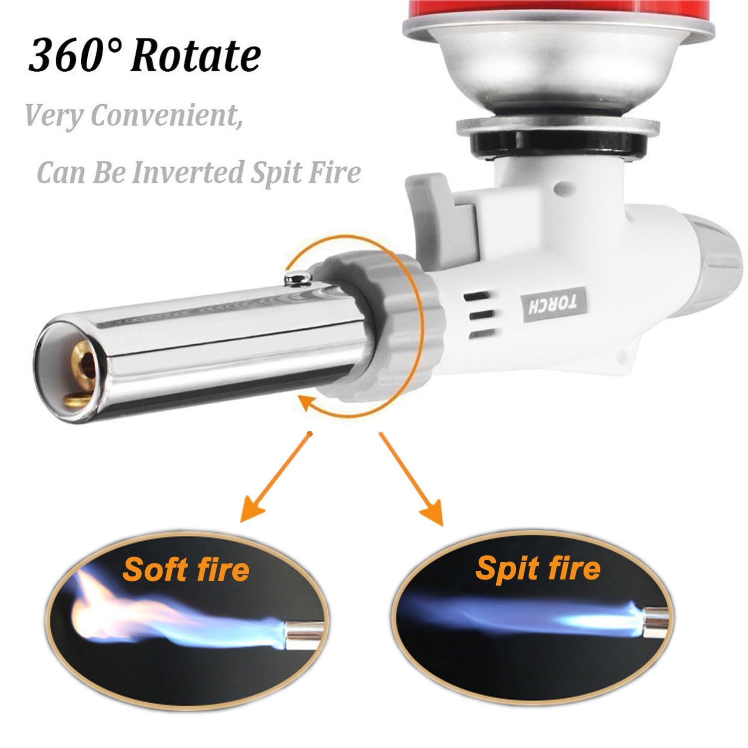 Butane Torch Kitchen Blow Lighter - Culinary Torches Chef Cooking Professional Adjustable Flame with Reverse Use for Creme, Brulee, BBQ, Baking, Jewelry by FunOwlet (Butane Fuel Not Included)