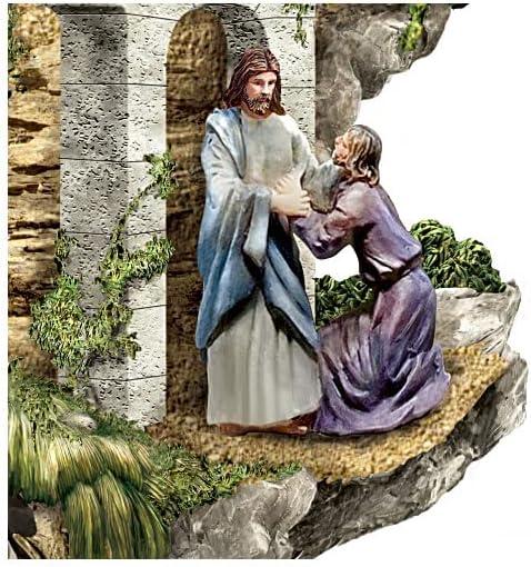 The Bradford Exchange Thomas Kinkade The Life of Christ Hand Painted Sculptural Masterpiece A Celebration of His Infinite Love Religious Statue Illustrating 5 Biblical Life Events of Jesus 12"-Inches