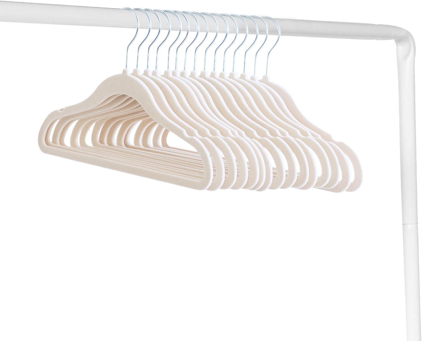 Beige Velvet Non-Slip Baby Clothes Hangers, Pack of 30