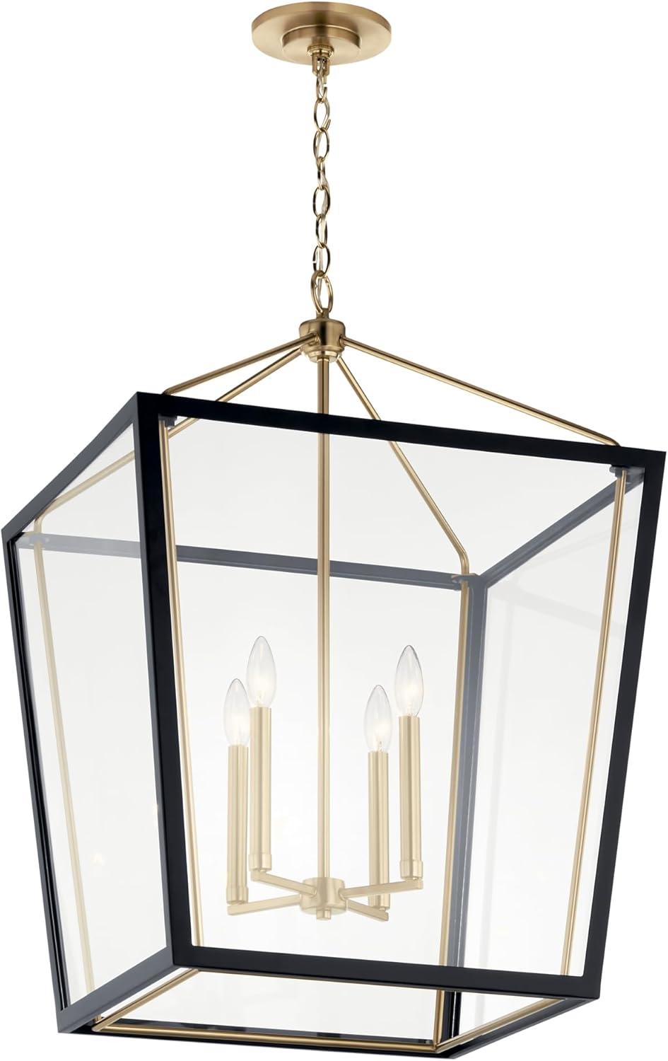 Delvin 31.75 Inch 4-Light Clear Glass Pendant in Champagne Bronze