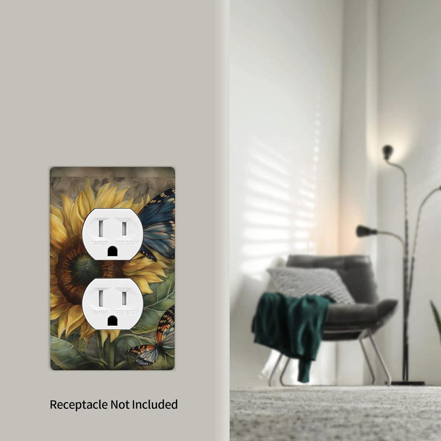 ZICANCN Outlet Covers Wall Plate, Sunflowers Nature Beige Background Light Switch Cover Decorative, Duplex Toggle Combo 1-Gang