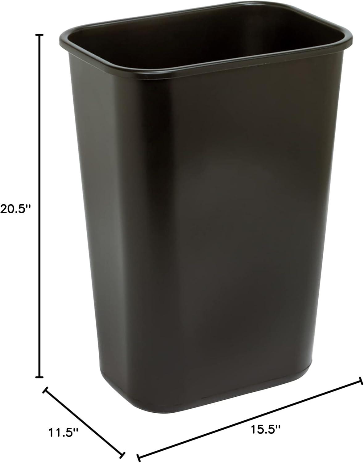 Black Rectangular Polypropylene Office Wastebasket