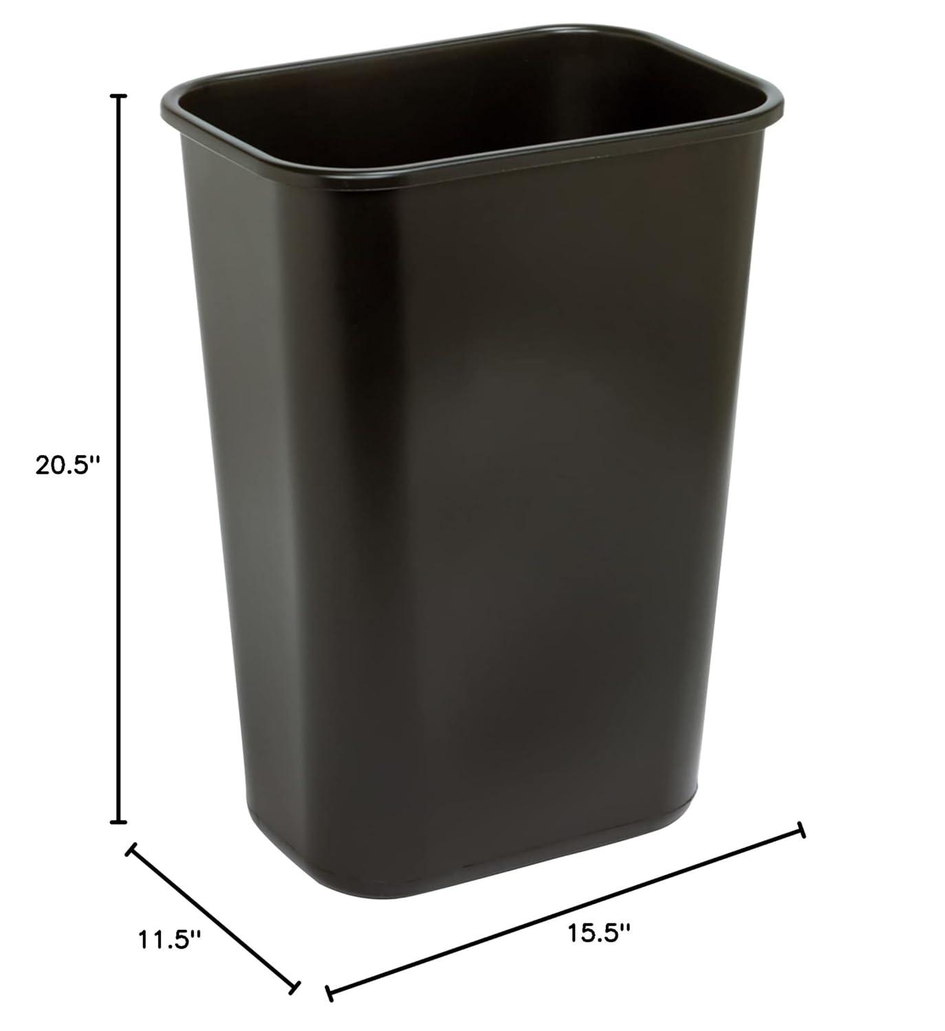 Black Rectangular 10.25 Gallon Plastic Office Wastebasket