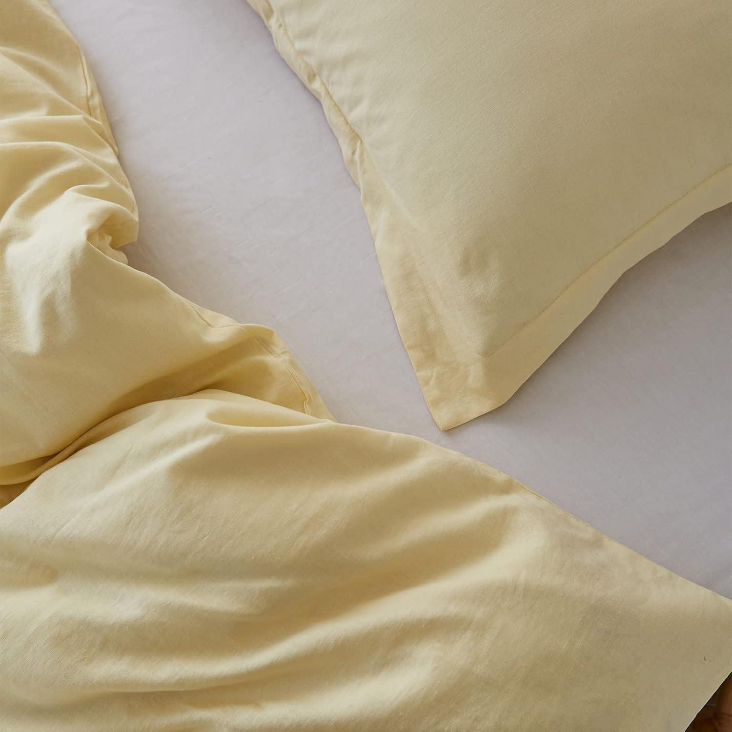 Twin Natural Flax Cotton Blend Duvet Cover Set