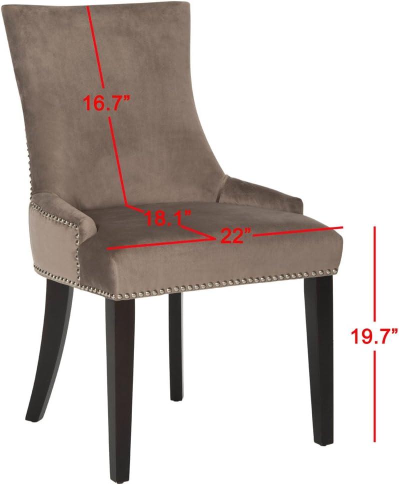 Transitional Gray Velvet Upholstered Side Chair with Birch Legs