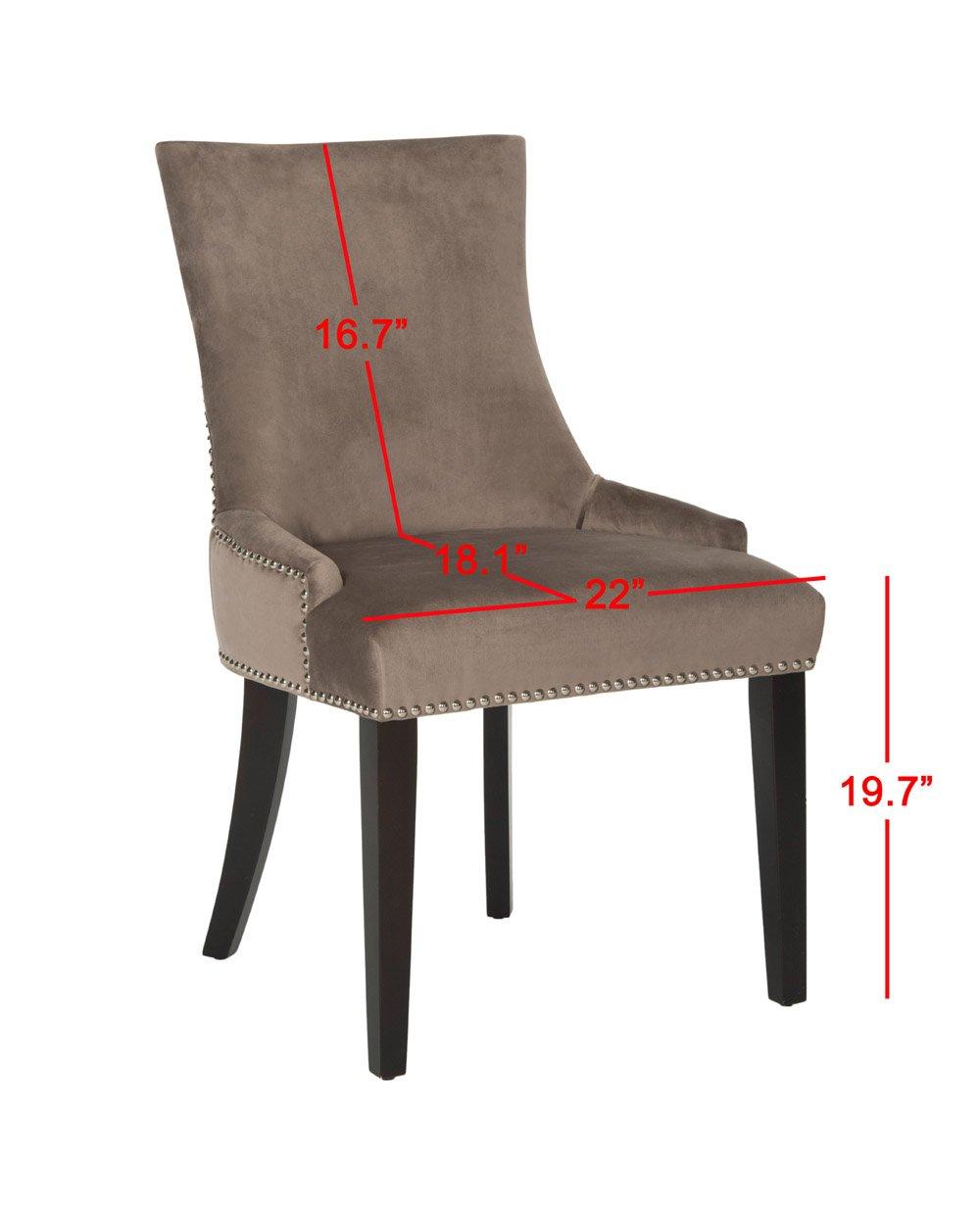 Lester 19"H Dining Chair (Set of 2) with Nickel Nail Heads - Mushroom - Safavieh