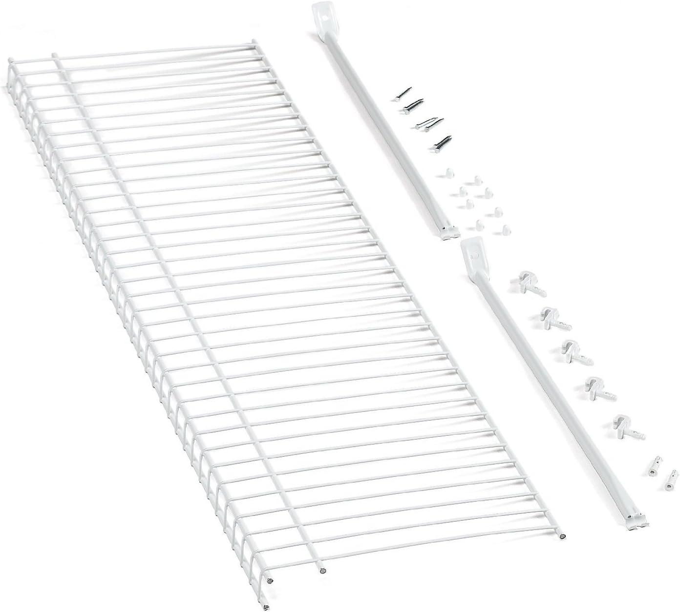 White 36" Metal Wire Shelf Kit with Hardware