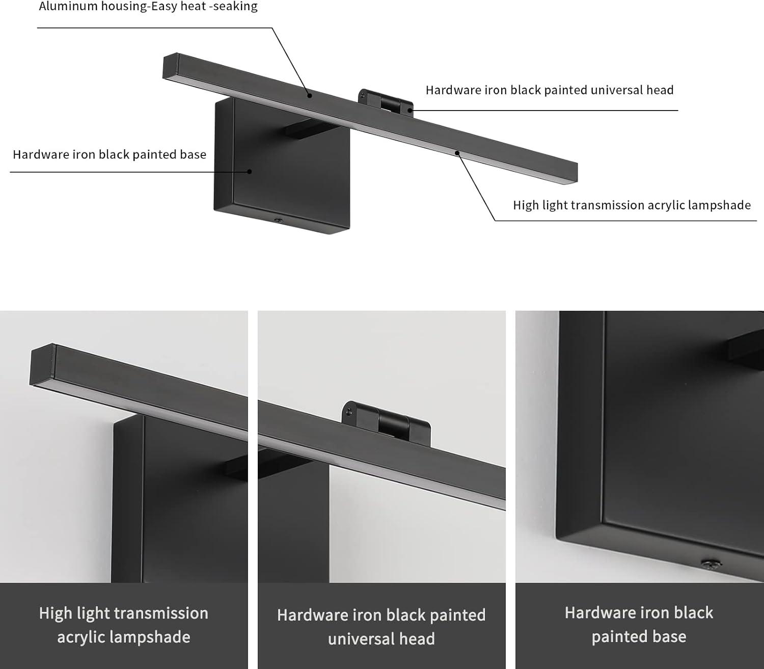 Matte Black Adjustable LED Wall Picture Light