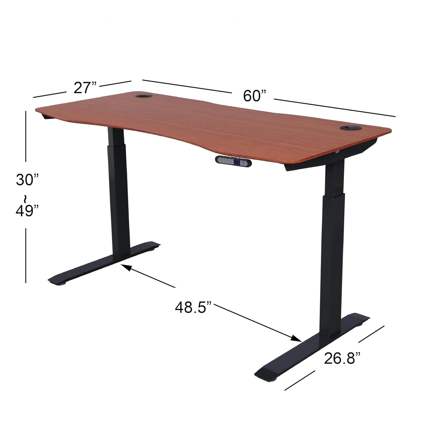 ApexDesk Elite Series 60" W Electric Height Adjustable Standing Desk (Bamboo Top, Black Frame)