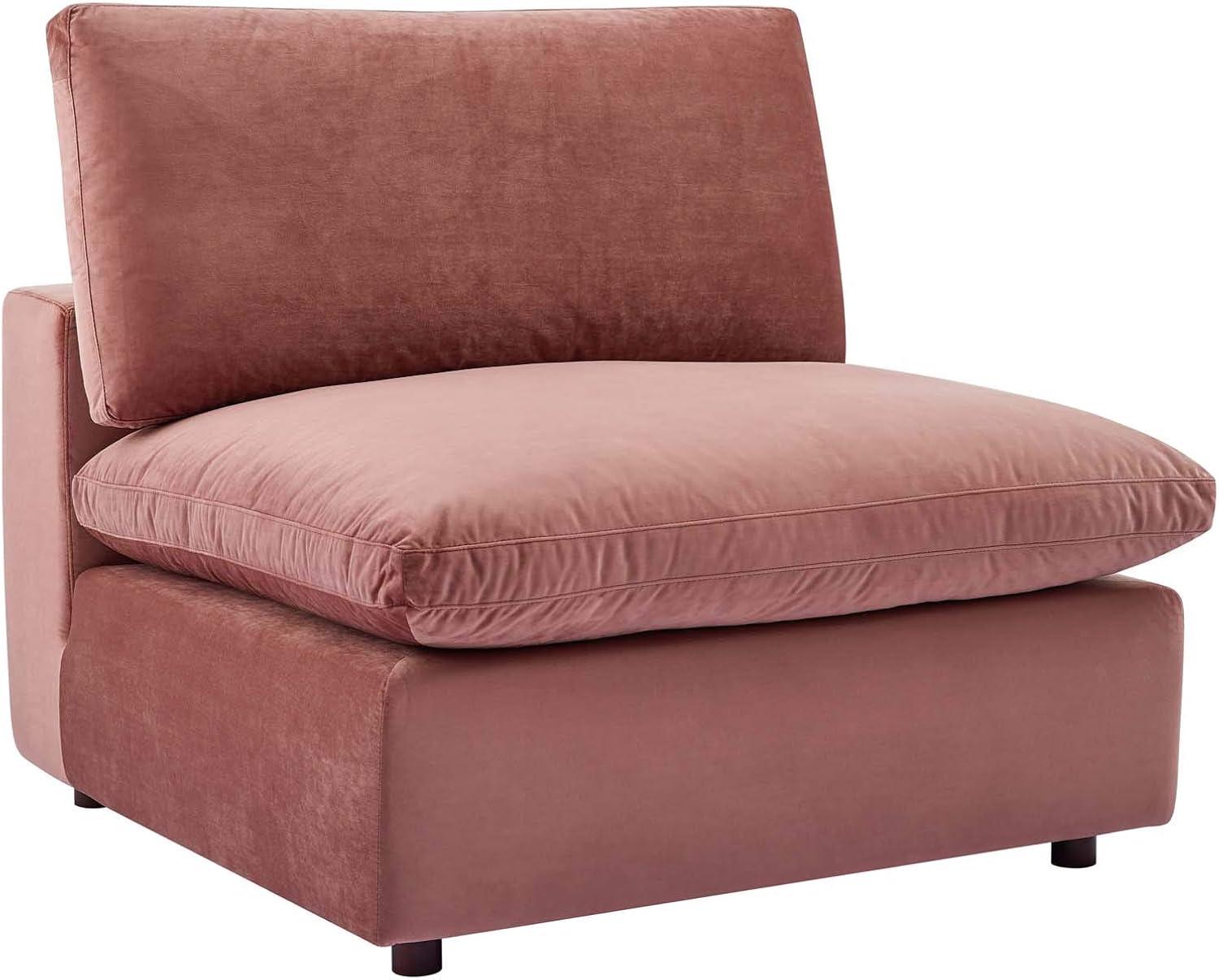 Dusty Rose Velvet Three-Piece Lawson Sofa with Down Fill Cushions