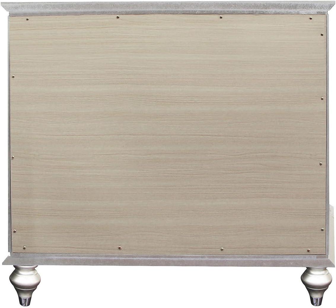 Champagne 2-Drawer Nightstand with Crystal-Like Trim