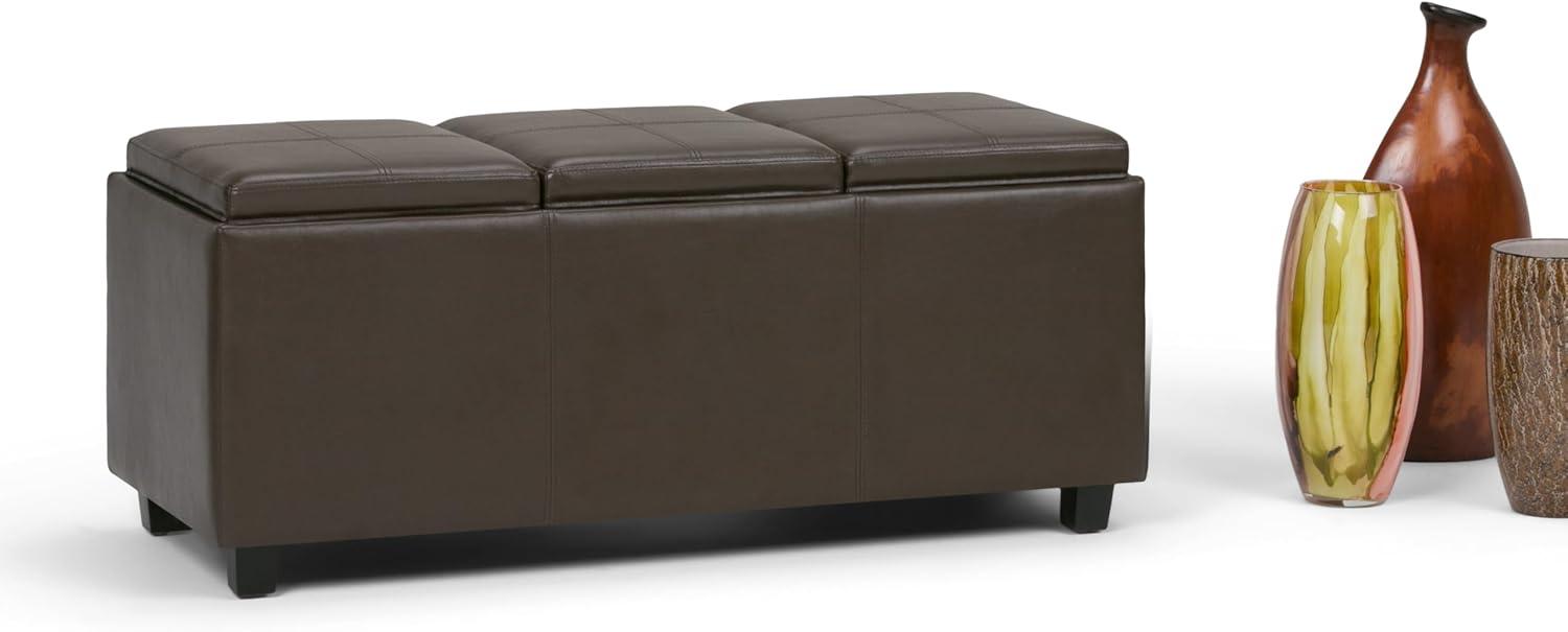 Chocolate Brown Faux Leather Backless Storage Ottoman Bench