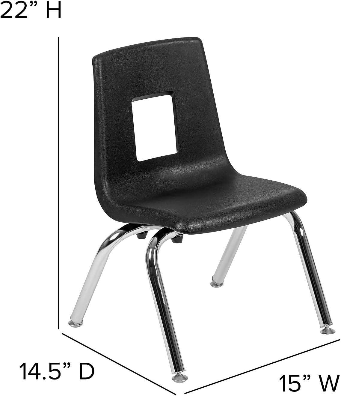 BizChair Black Student Stack School Chair - 12-inch