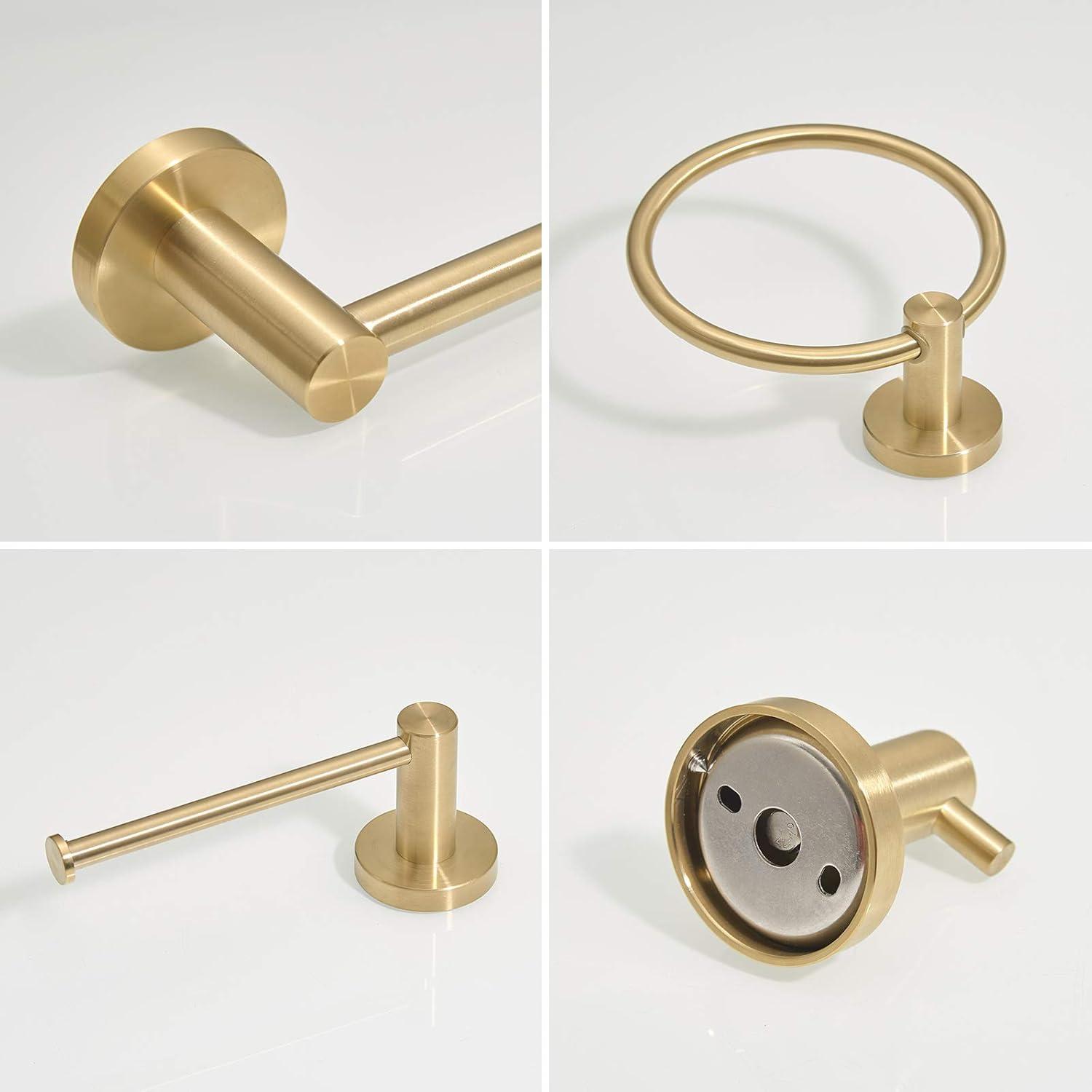 Brushed Gold Stainless Steel 4-Piece Bathroom Accessories Set