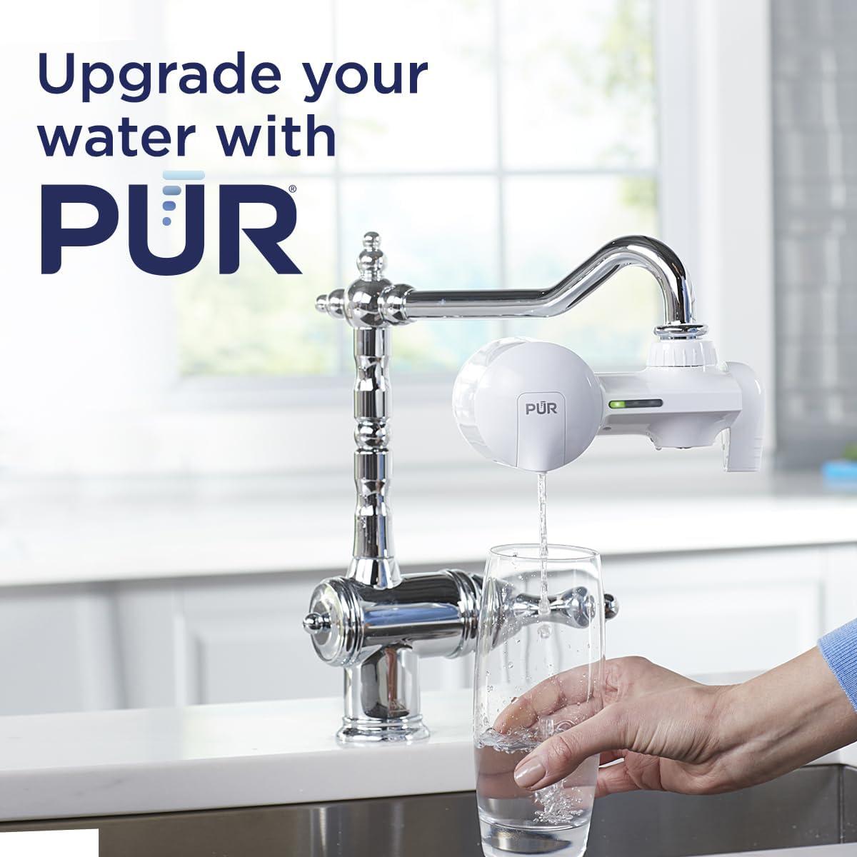 PUR Faucet Mount Water Filtration System, Powerful Filtration with Lead Reduction, Horizontal, White, PFM150W