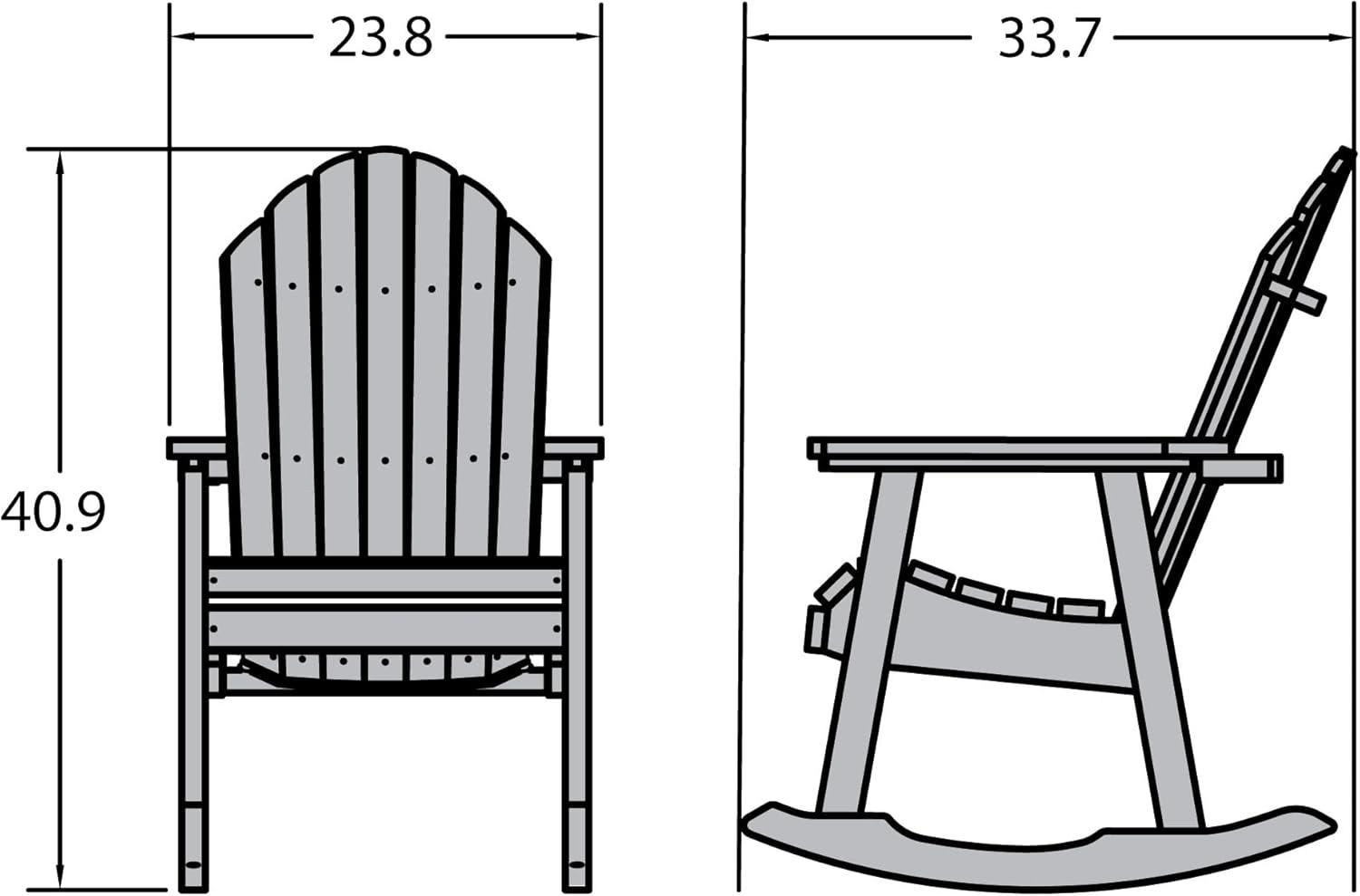 White Poly Lumber Outdoor Rocking Chair with Arms