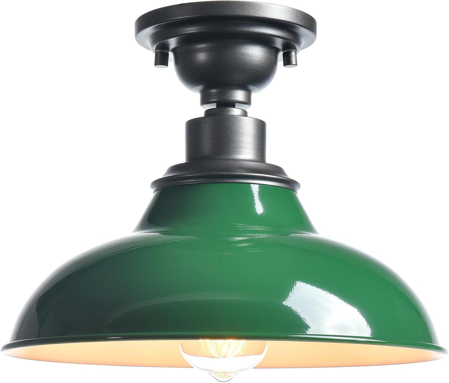 Modern Green Semi Flush Mount Light Barn Style Ceiling Light Fixture