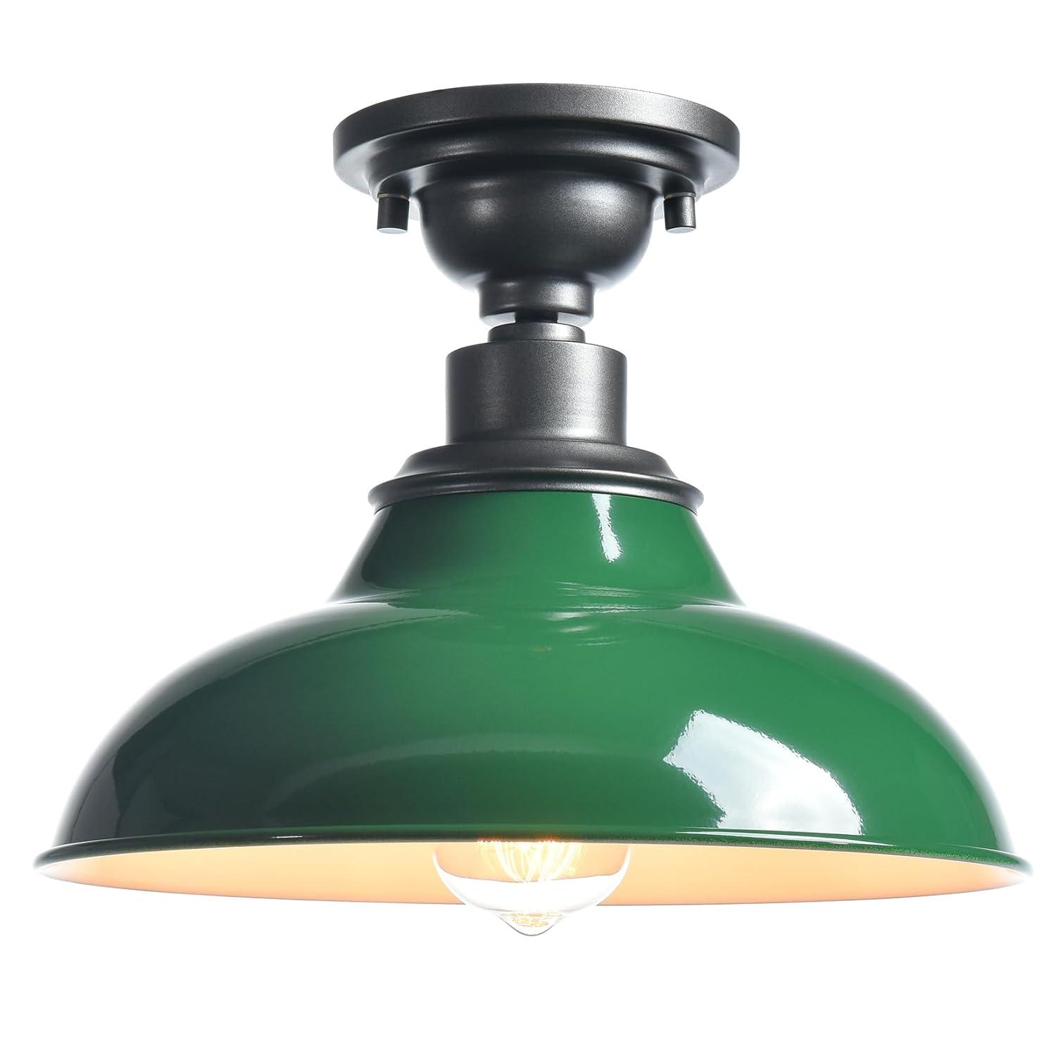 Modern Green Semi Flush Mount Light Barn Style Ceiling Light Fixture