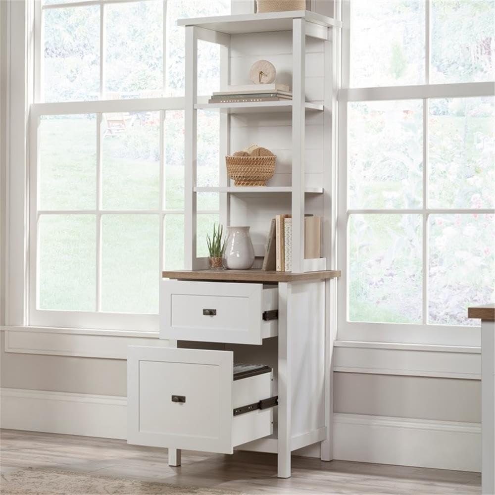 Cottage Road Storage Cabinet with Drawers White - Sauder: Coastal Design, Home Office Organizer