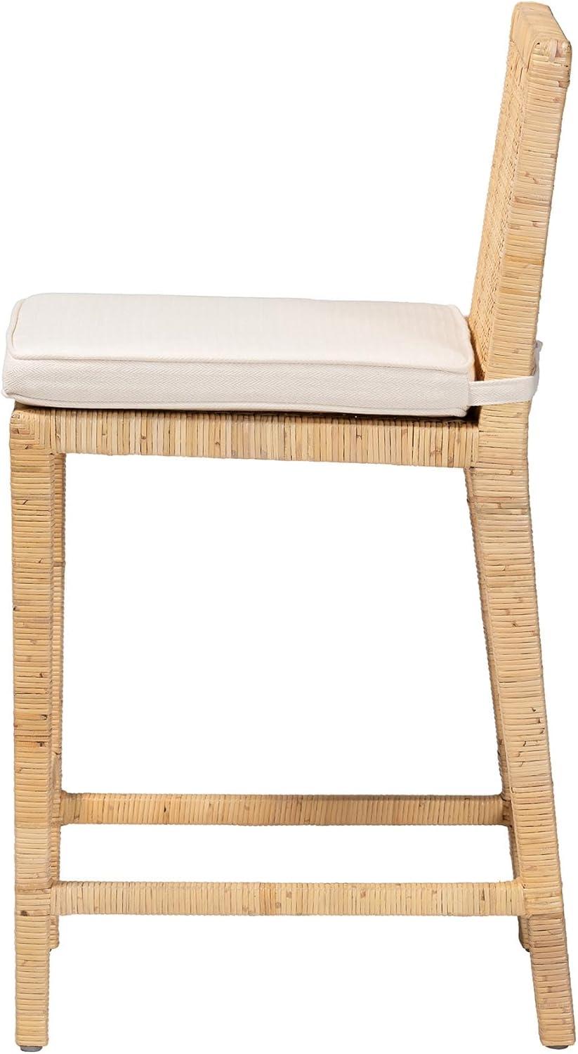 Sofia Wood and Rattan Counter Height Barstool Natural - bali & pari