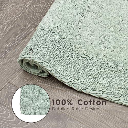 Laura Ashley Ruffle 100% Cotton Bath Rugs