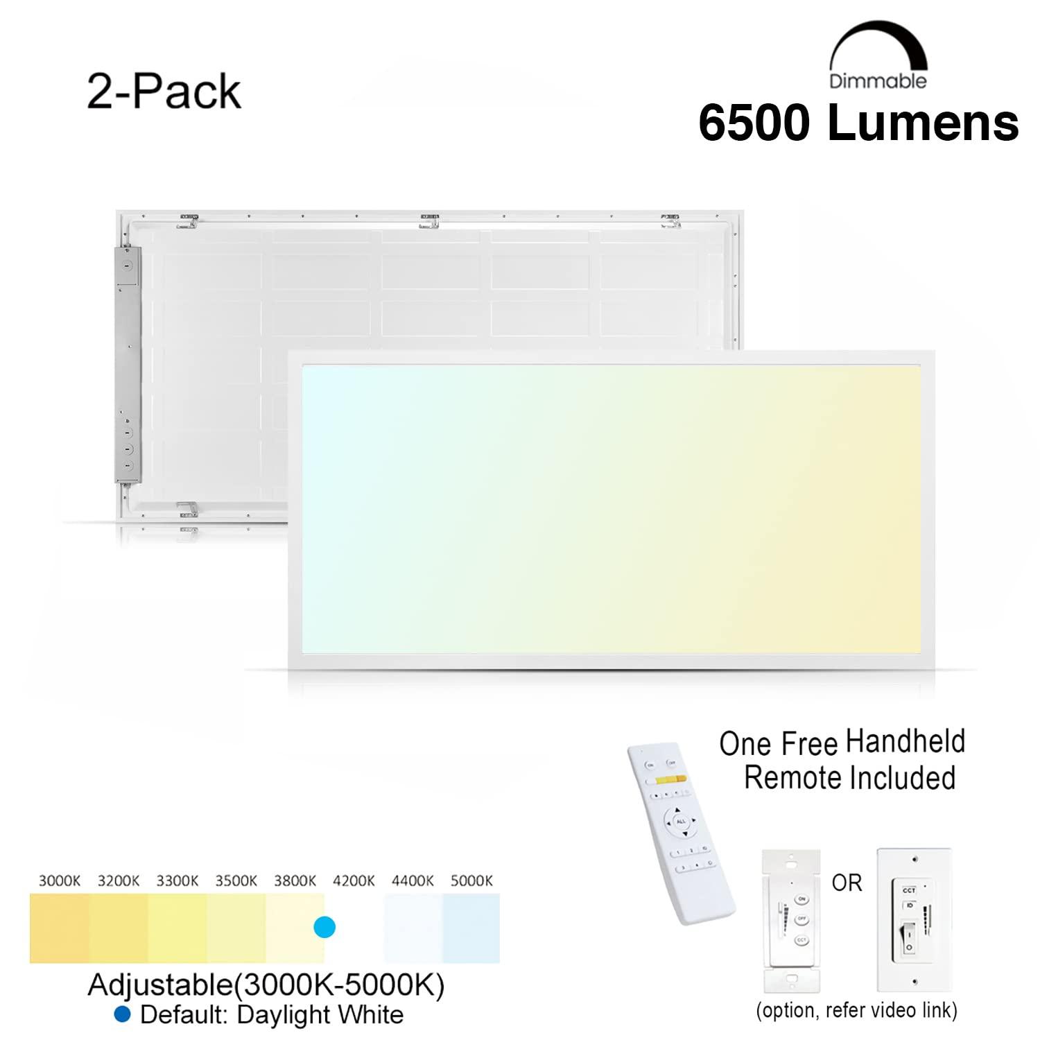 eSenLite 2ft.x4ft. 6500LM LED Commercial Flat Panel Ceiling Light - White (2pcs)