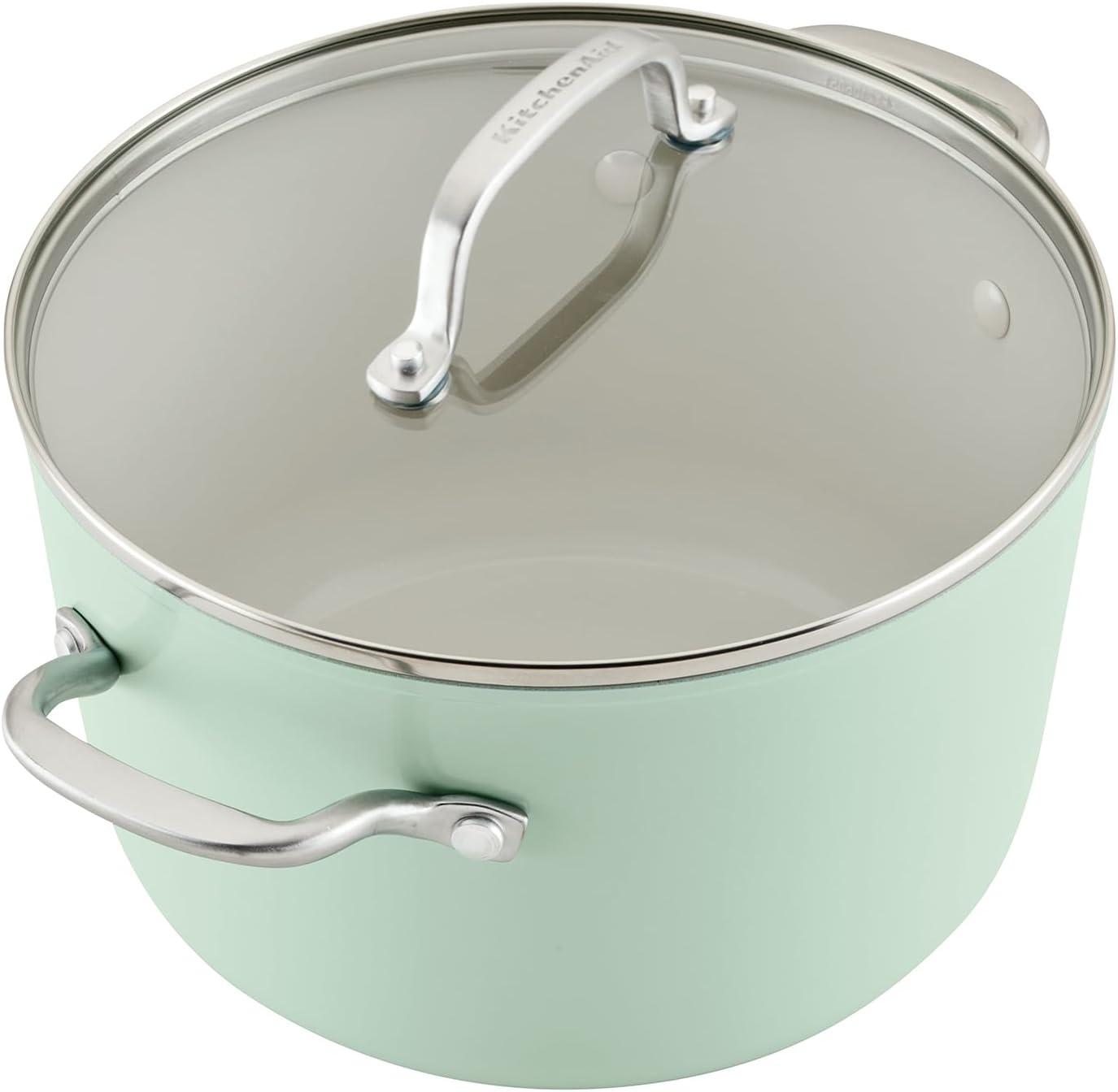 Pistachio Green Aluminum Ceramic Nonstick 9-Piece Cookware Set