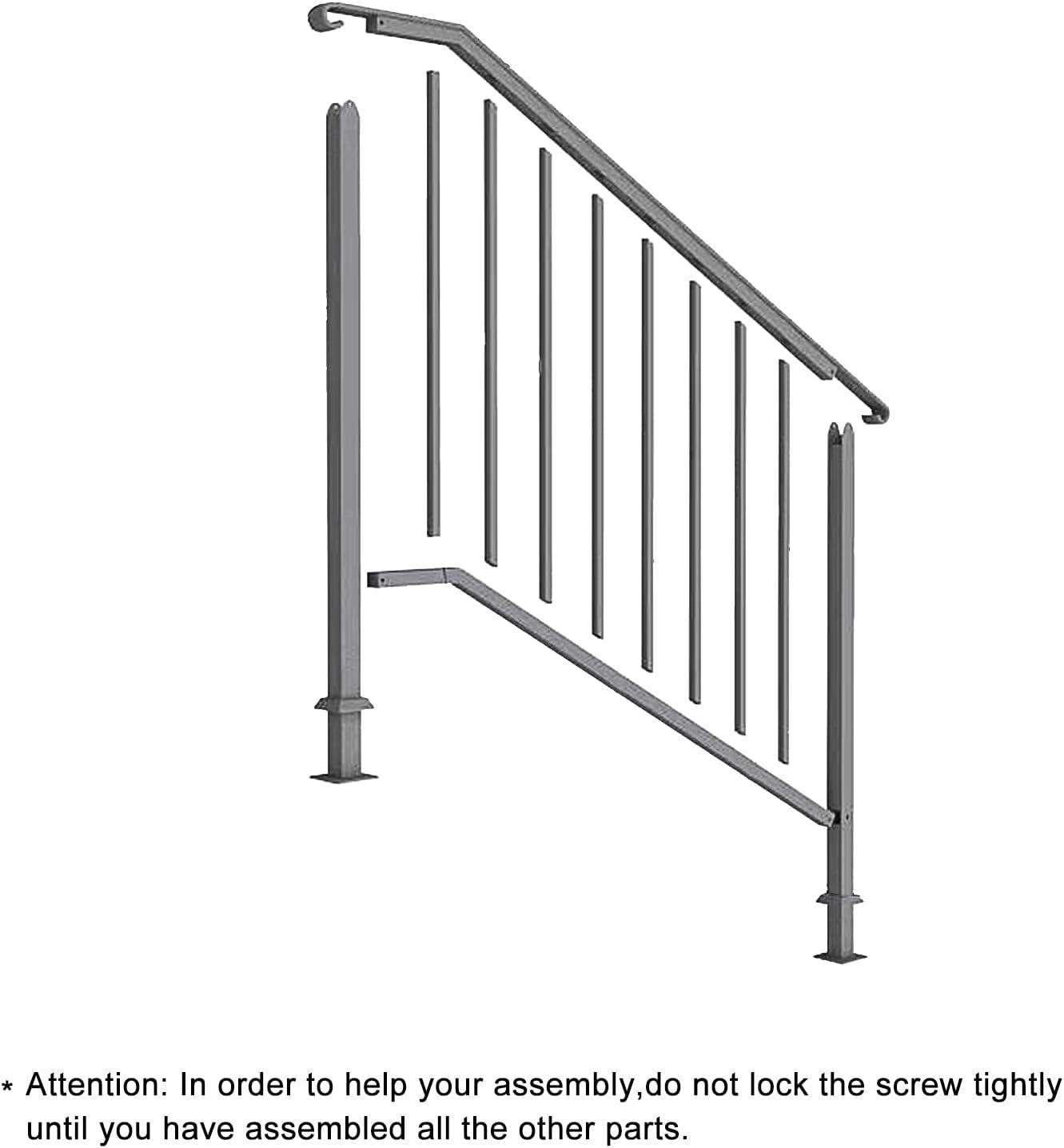 BaytoCare Handrail for Stairs 3-Step Stair Railing Steps Handrail - Black