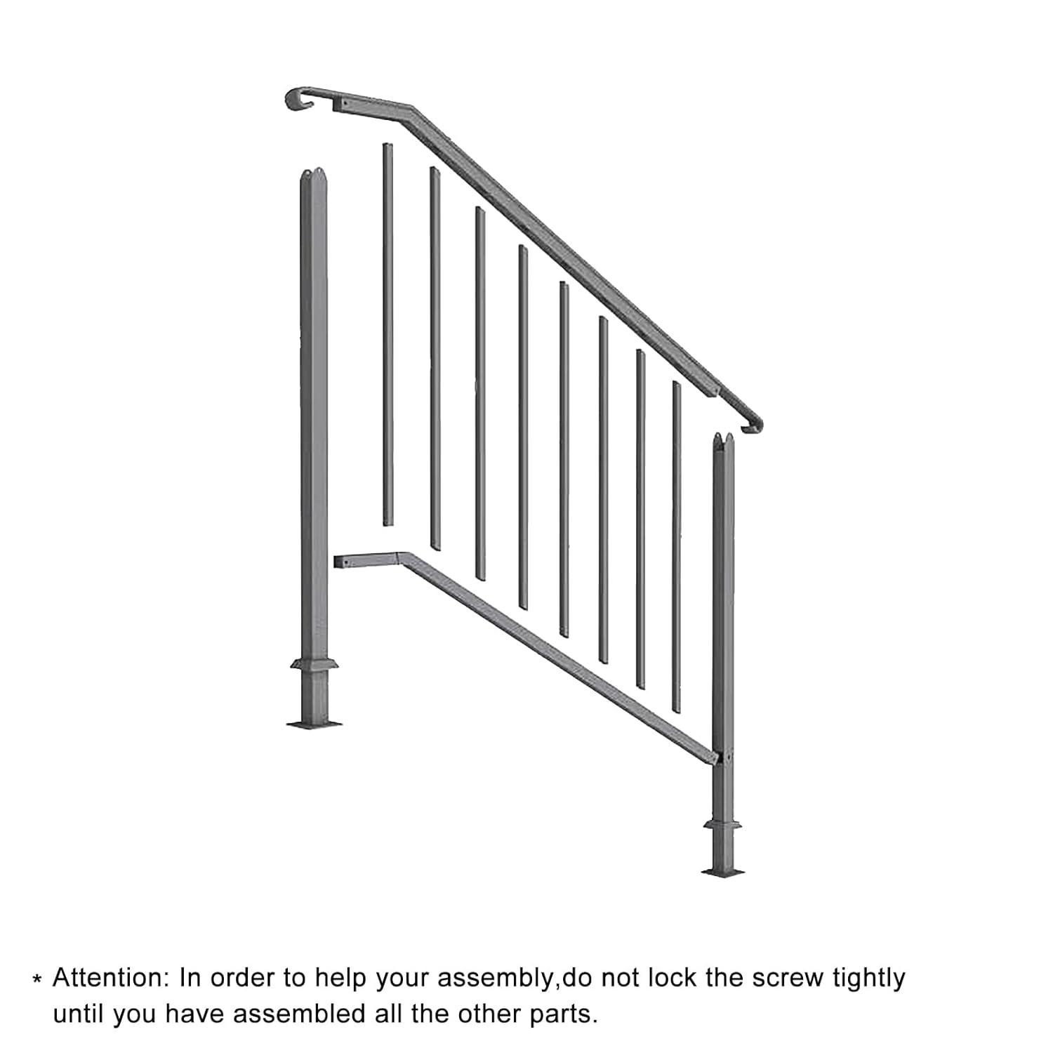 BaytoCare Handrail for Stairs 3-Step Stair Railing Steps Handrail - Black