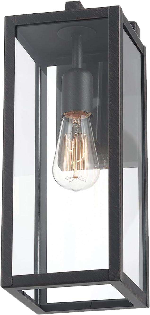 Globe Electric Bowery 1-Light Brushed Dark Bronze Outdoor Indoor Wall Sconce with Clear Glass Shade, 44837