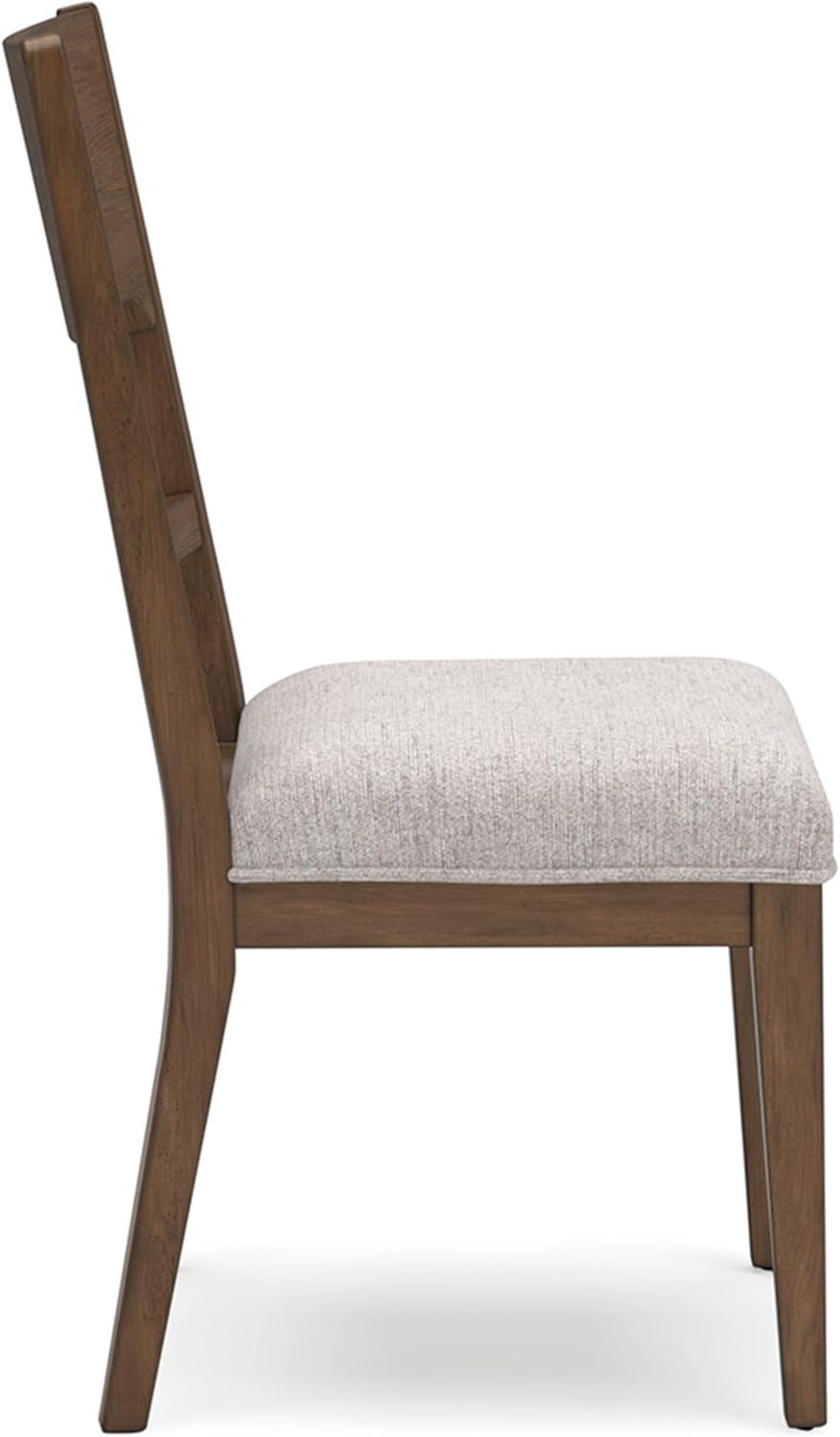 Brown Upholstered Wood Casual Side Chair