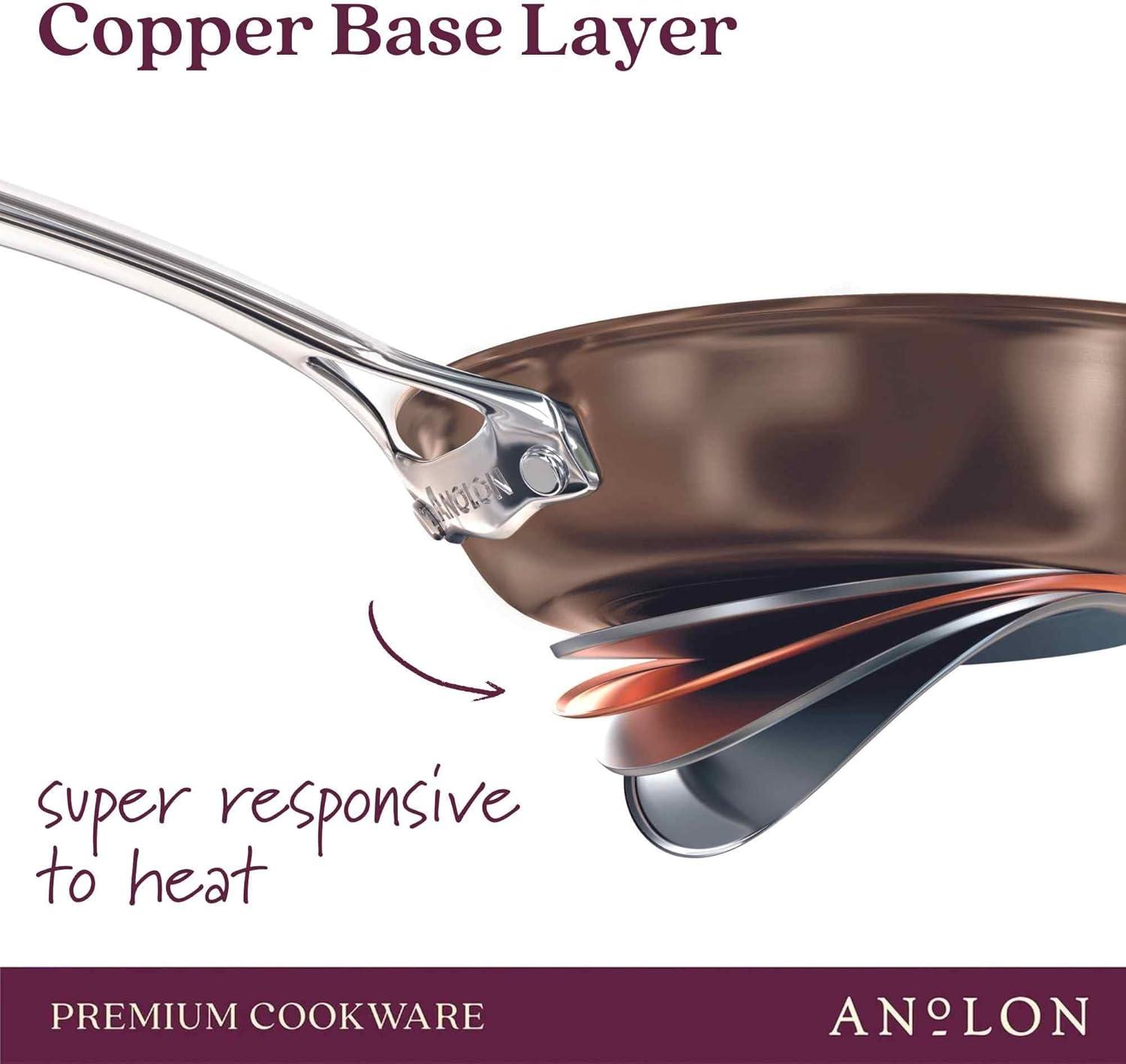 Anolon Nouvelle Copper Luxe 2 Piece Hard-Anodized Nonstick Frying Pan Set, Sable