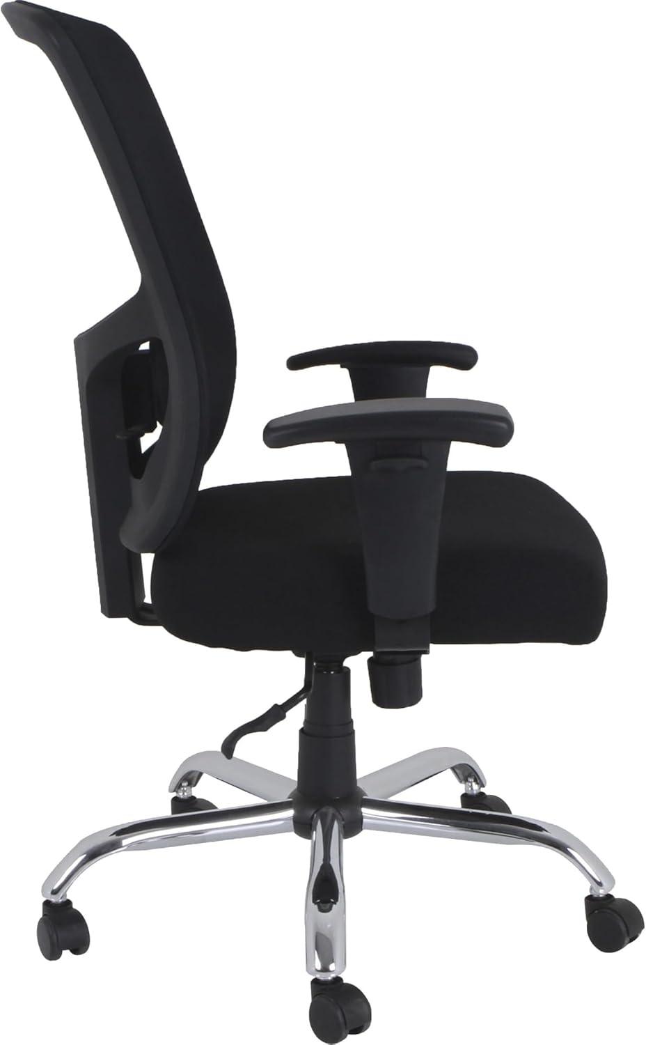 ErgoFlex High-Back Adjustable Mesh & Leather Task Chair in Black