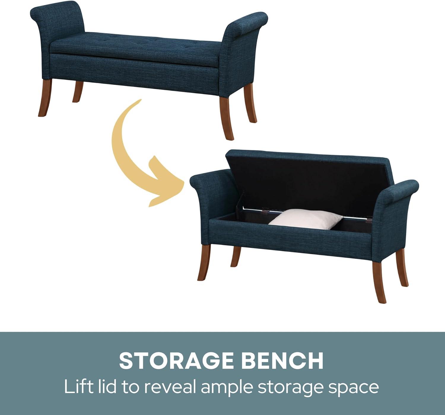 Convenience Concepts Designs4Comfort Garbo Storage Bench, Dark Blue Fabric