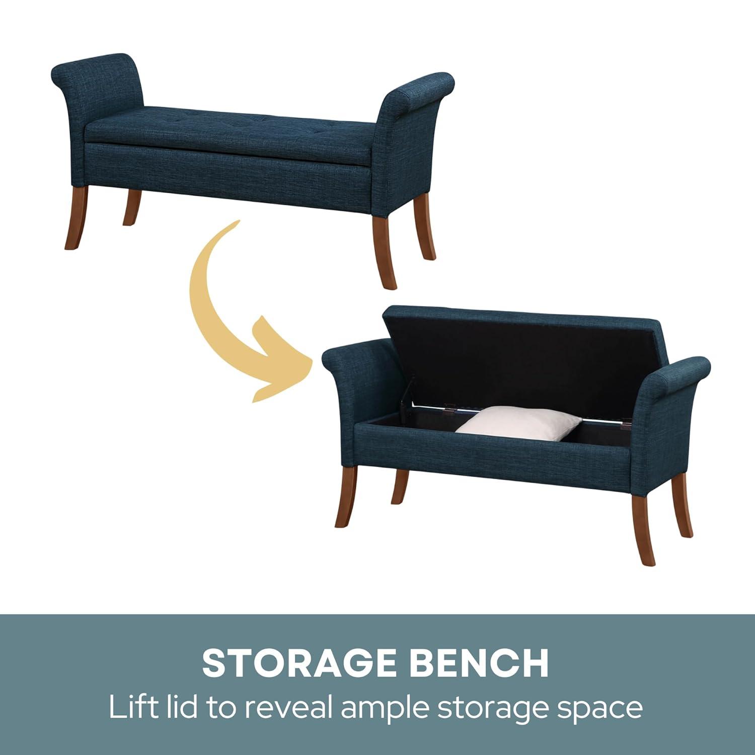 Convenience Concepts Designs4Comfort Garbo Storage Bench, Dark Blue Fabric