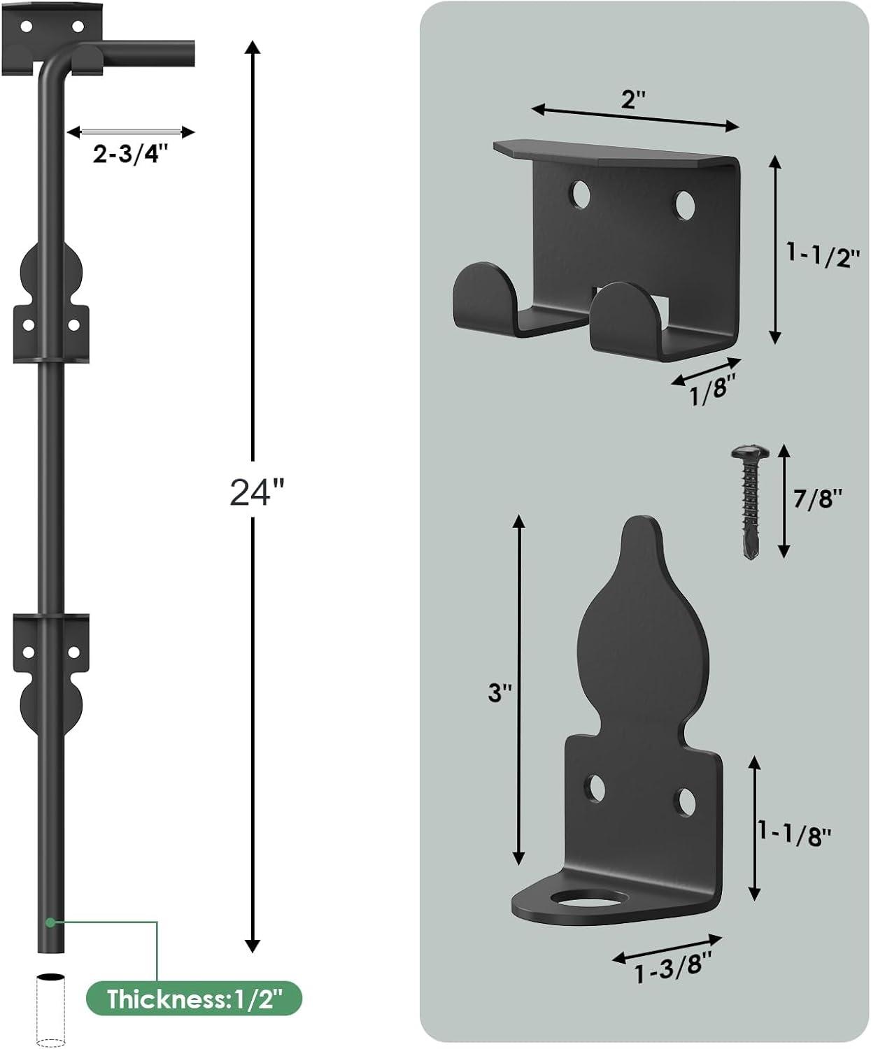 24-Inch Black Heavy-Duty Steel Gate Drop Rod