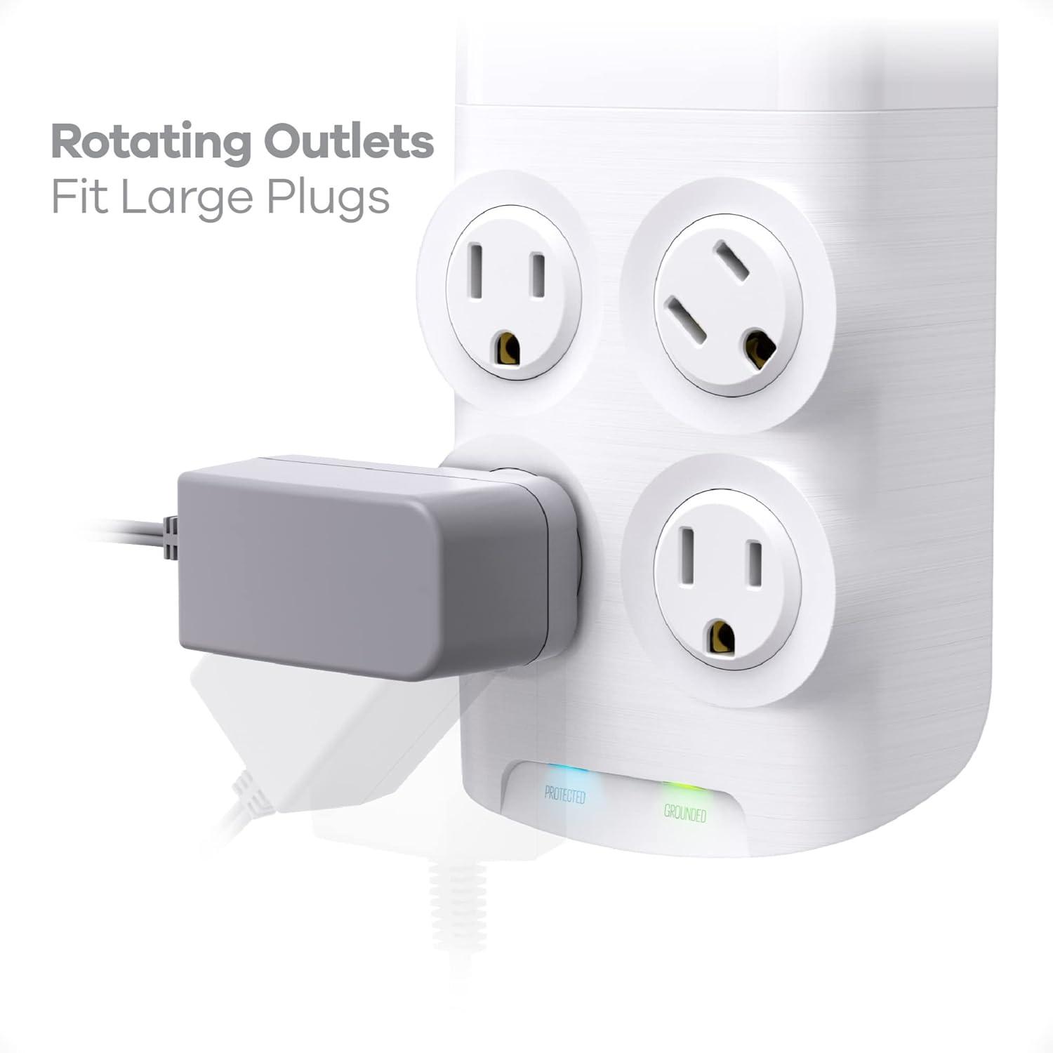 360 Electrical - Revolve 4 outlets Wall Tap Surge Protector - 1080 J - White