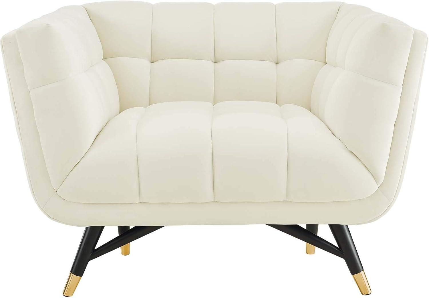 Modway Adept Performance Velvet Accent Armchair in Ivory and Black